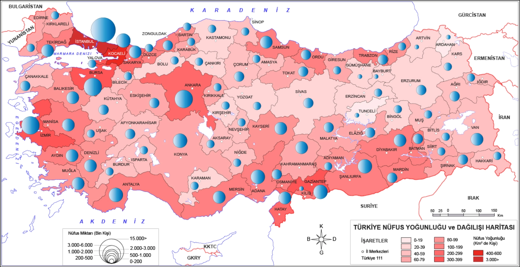Türkiye Nüfus Yoğunluğu Haritası